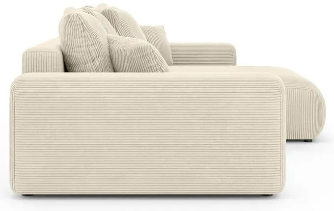 Кремав разтегателен ъглов диван с място за съхранение от рипсено кадифе (променлив) Luma – Ropez