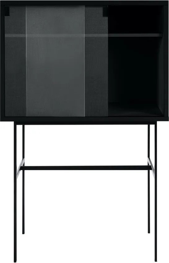 Черна витрина с плъзгащи се врати 70x109x40 cm Lekko – noo.ma