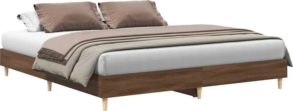 3328705 vidaXL Рамка за легло без матрак кафяв дъб 200x200 см, инженерно дърво