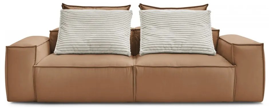 Кафяв диван от изкуствена кожа 260 cm Boheme – Bobochic Paris