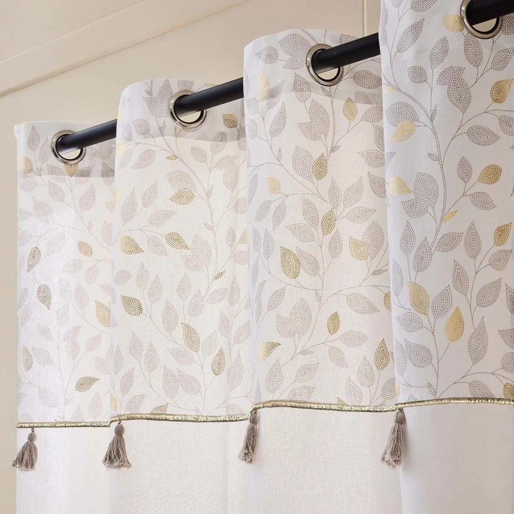 Бяло перде със смес от памук 140x240 cm Duchesse – douceur d'intérieur