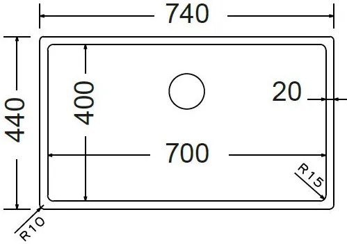 Мивка Fortinox Squadro PVD 28054-74 x 44 cm-Xruso