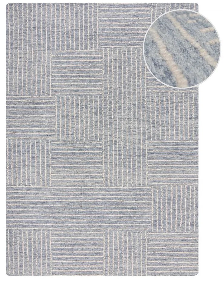 Светлосин ръчно изработен вълнен килим 160x230 cm Memphis Wool – Flair Rugs