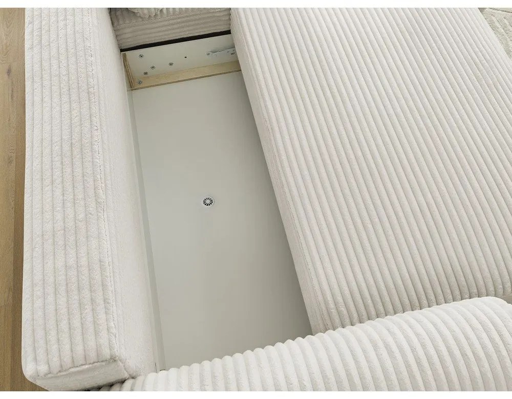 Кремав разтегателен ъглов диван от рипсено кадифе (десен ъгъл) Lucien – Bobochic Paris