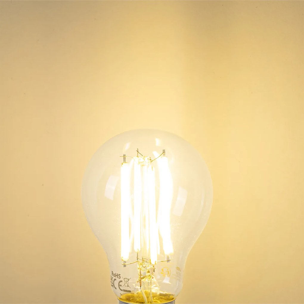 Комплект от 5 LED крушки E27 A60 прозрачни 3.8W 806lm 2700K