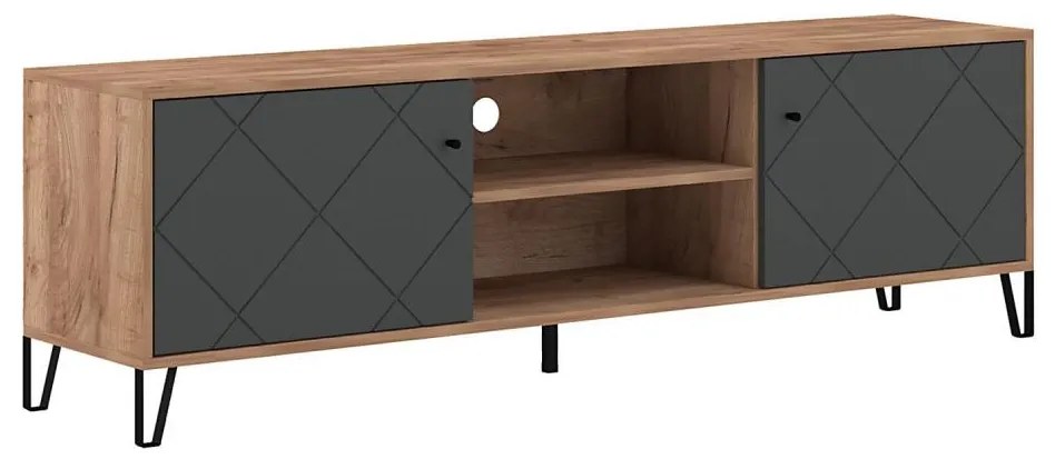 Шкаф за телевизор SULA, дъб крафт/черен
