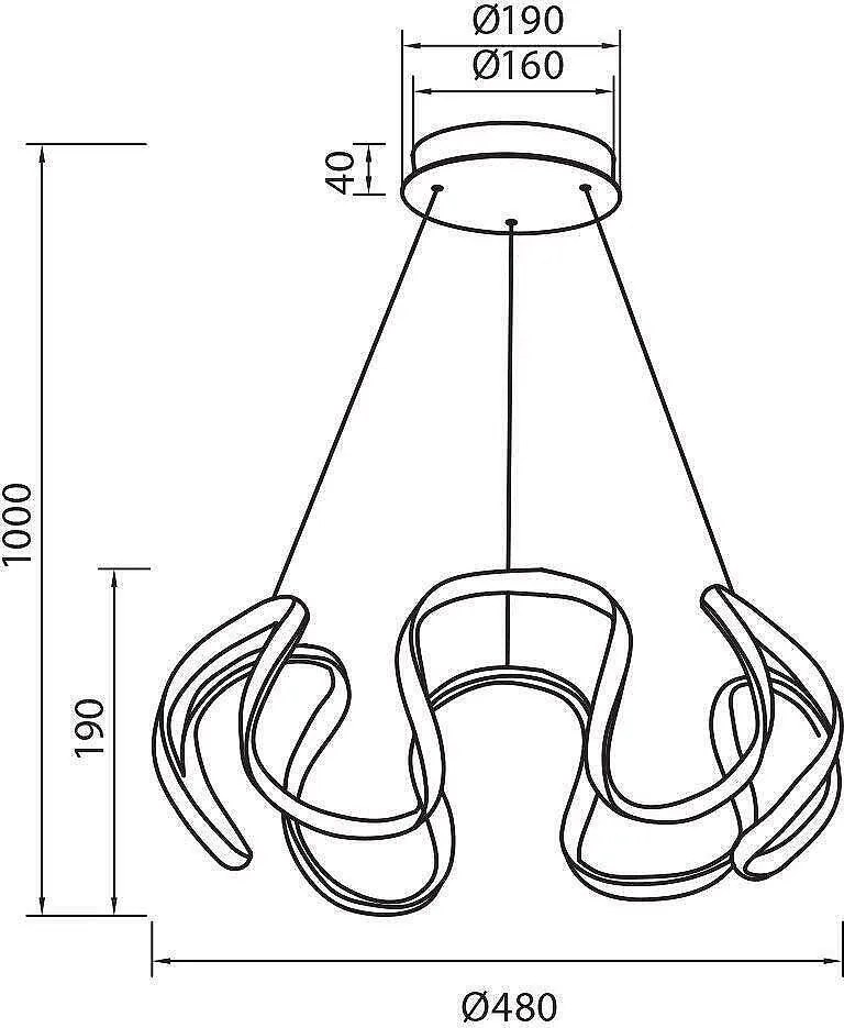 Полилей MEANDRA LED, златен, 54W, 3000-6000K