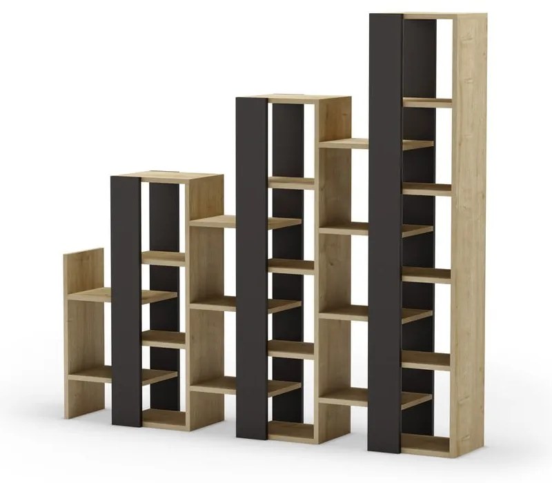 Черно-естествен стелаж от декор от дъб 158x151 cm Anissa – Marckeric