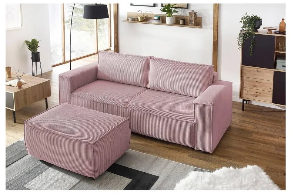 Светлорозова табуретка от велур Nihad - Bobochic Paris