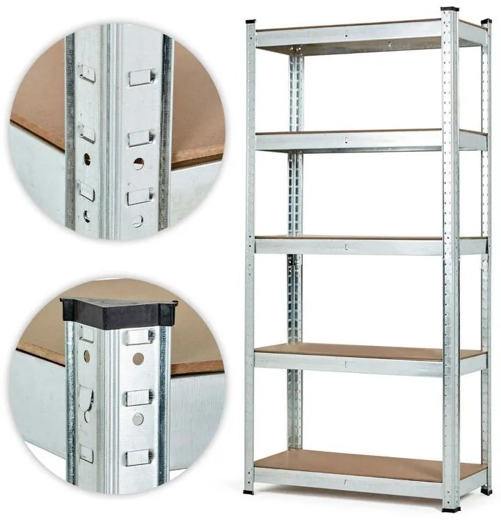 Стабилен метален стелаж за съхранение с 5 рафта 205x120x45 cm