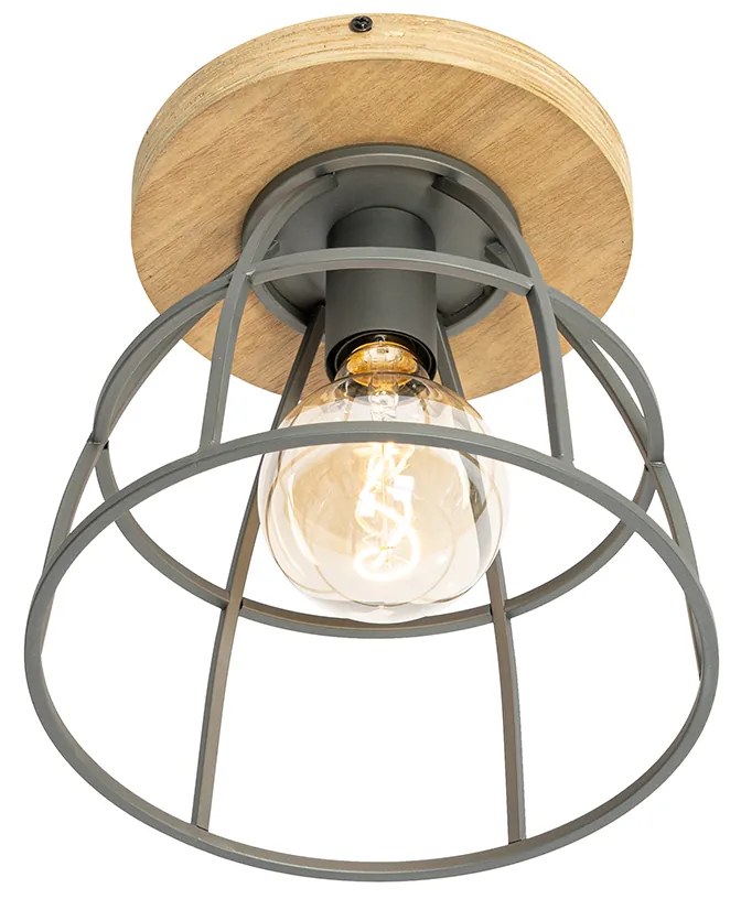 Индустриален плафон тъмно сив с дърво - Arthur