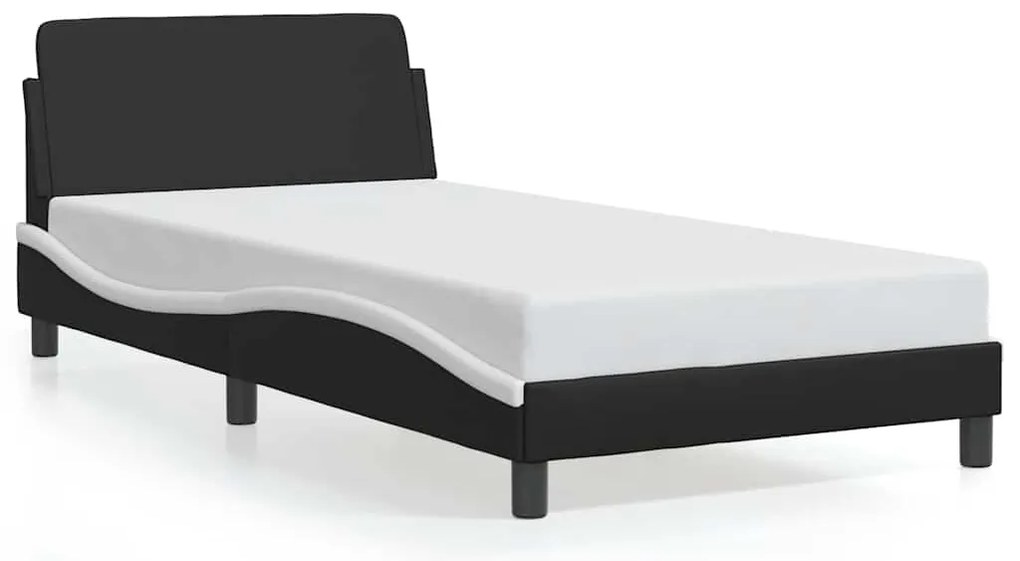 373143 vidaXL Рамка за легло Dover, черна, бяла, 100x200см, изкуствена кожа