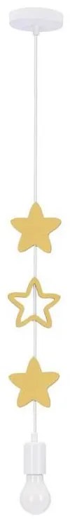 Детски полилей на кабел STARS 1xE27/20W/230V жълт/бял