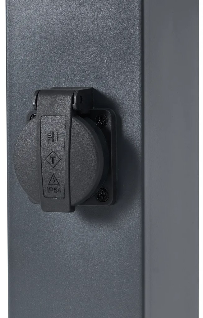 Външна лампа тъмно сива с димно стъкло 45 см IP44 с контакт и сензор за движение - Malios