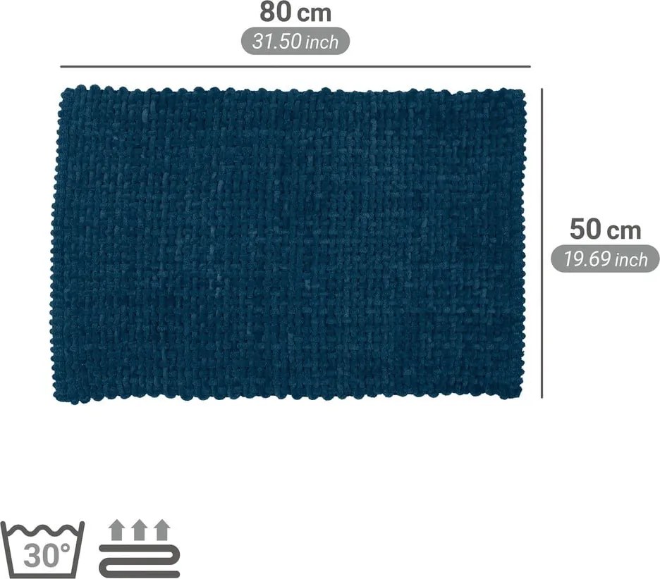 Тъмносин текстилен килим за баня 50x80 cm Covelo – Wenko