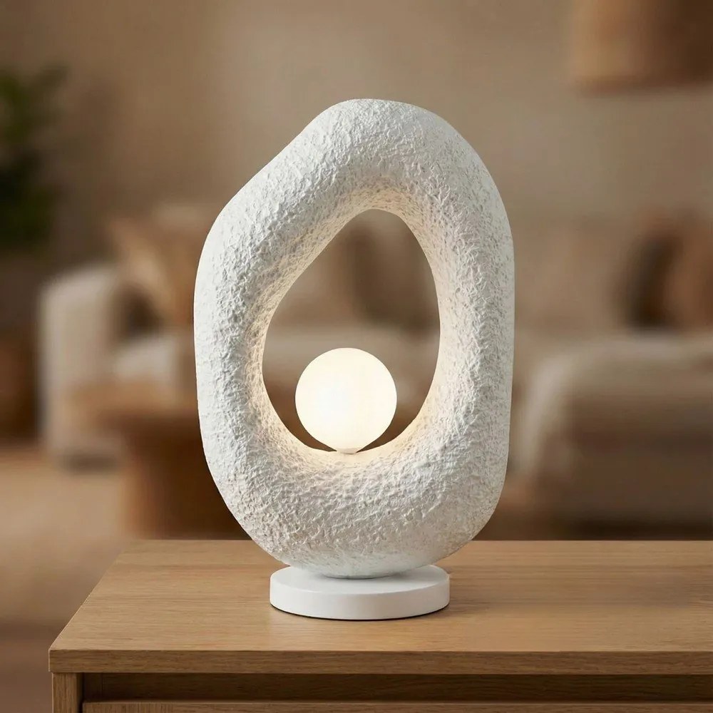 Бяла метална настолна лампа (височина 50 cm) Lore – Opviq lights