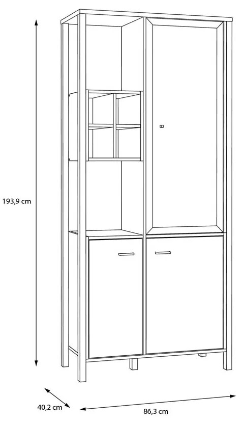 ВИТРИНА ХАЙ РОК 86,3/40,2/193.9 СМ