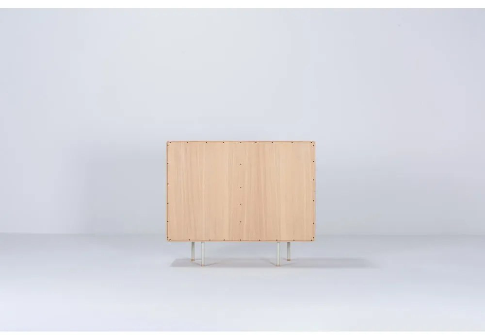 Бял/естествен нисък скрин от масивен дъб 118x100 cm Fina – Gazzda