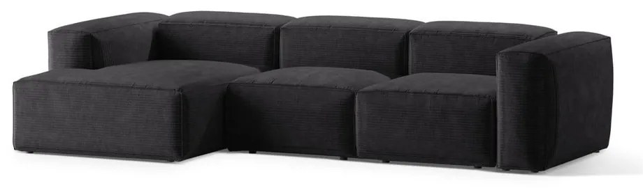 Тъмносив ъглов диван от рипсено кадифе (ляв ъгъл) Bergano – Cosmopolitan Design