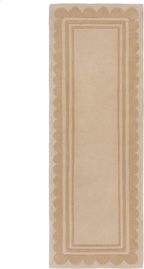 Ръчно изработена вълнена пътека естествена 80x230 cm Lois Scallop – Flair Rugs