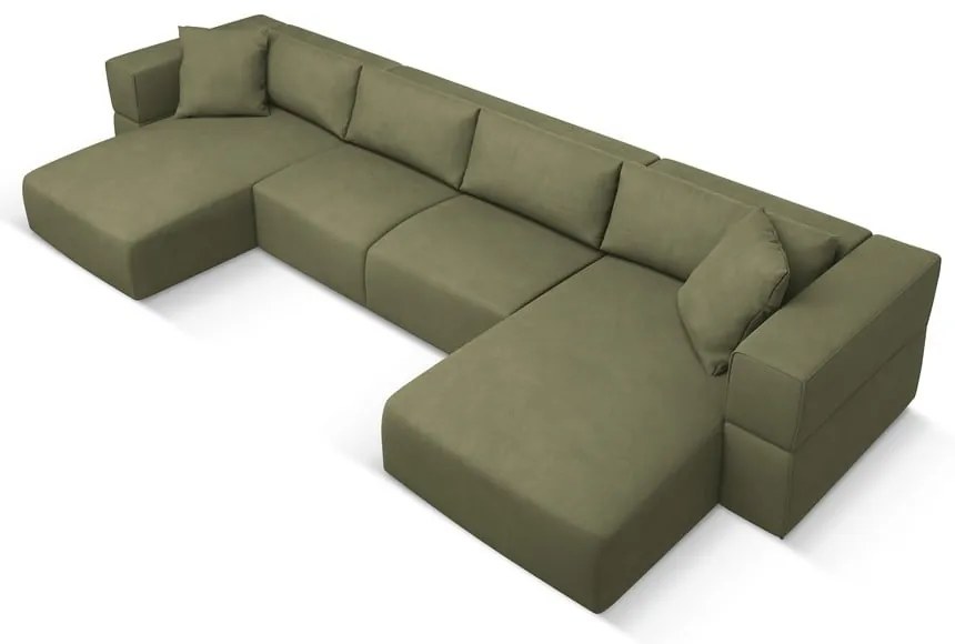 Светлозелен ъглов U-образен диван Esther – Milo Casa