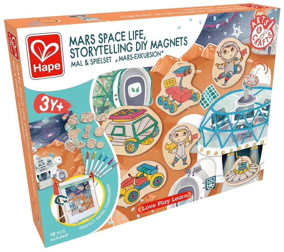 Hape - Творчески комплект,Направи си сам магнити, Живот на Марс, 17 части