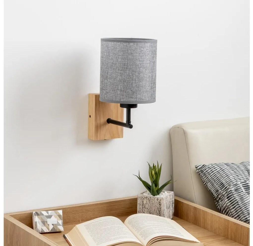 Brilagi - Аплик NUBILA WOOD 1xE27/25W/230V дъб/сив