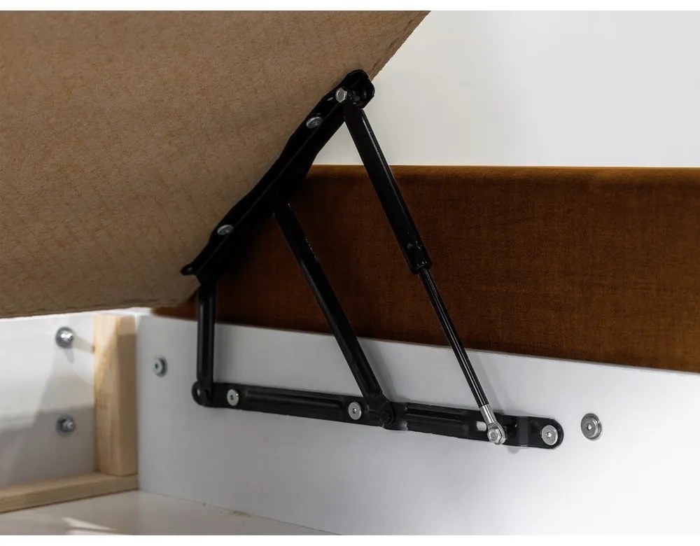 Жълто тапицирано двойно легло с място за съхранение с решетка 160x200 cm Jade - Bobochic Paris