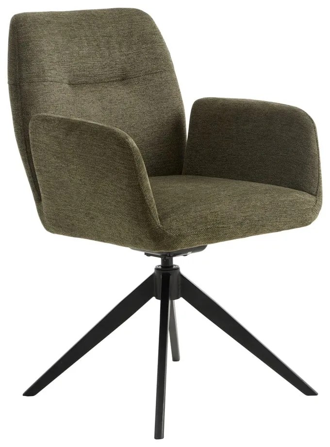 Зелен тапициран трапезен стол с подлакътници Roxana – Unique Furniture