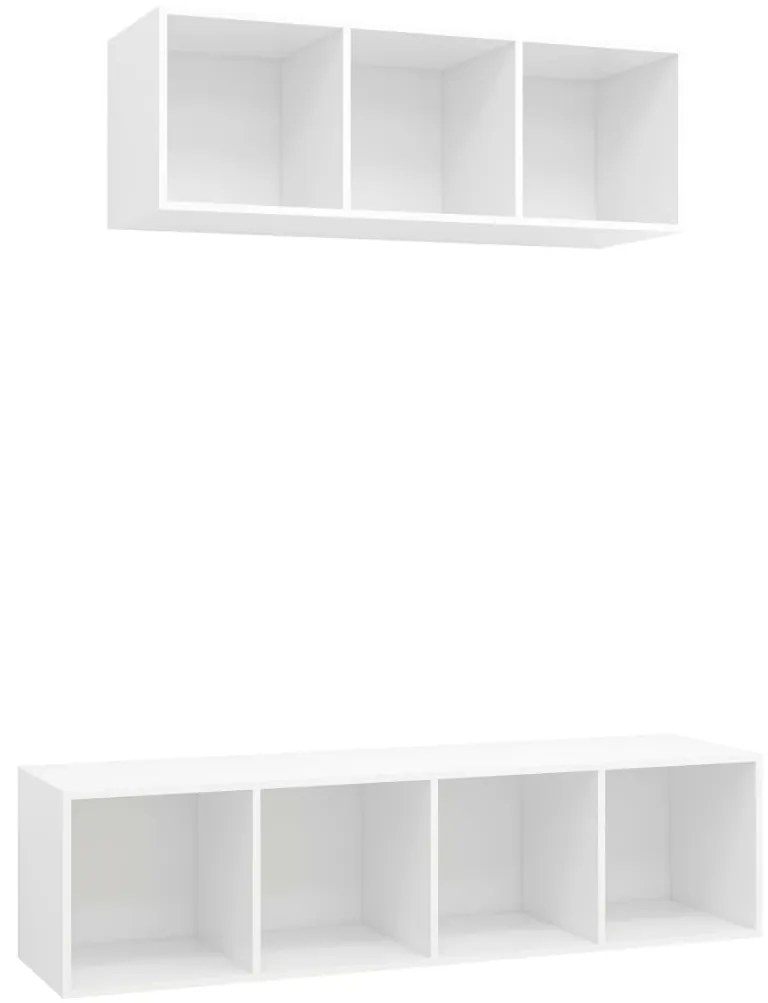 3079790 vidaXL Комплект ТВ шкафове от 2 части, бял, инженерно дърво