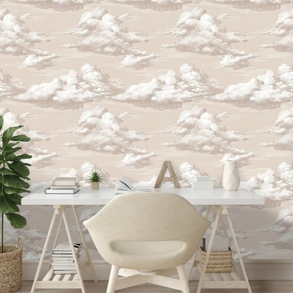 Тапет – Бежови винтидж облаци