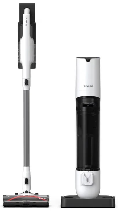 Безкабелна прахосмукачка Tineco Pure ONE Station 5, 450W, 2 режима, 0.45 л + 2.5 л станция, Автономия 70 мин, iLoop сензор, PureCyclone технология, Самопочистване, Бял