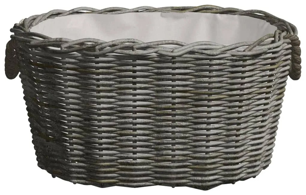 286985 vidaXL Кошница за дърва за огрев с дръжки 59x42x28 см сива върба