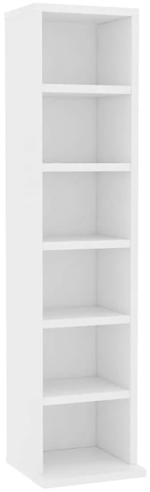 800351 vidaXL Етажерка за компактдискове, бяла, 21x20x88 см, инженерно дърво