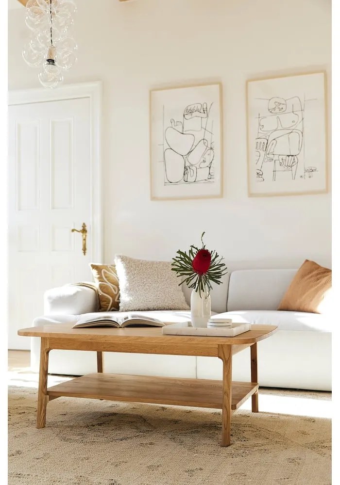 Масичка за кафе от масивен дъб в естествен цвят 70x110 cm Twig – The Beds