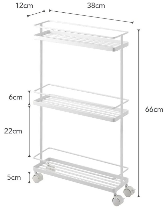Бял метален подвижен стелаж 38x66 cm Tower – YAMAZAKI