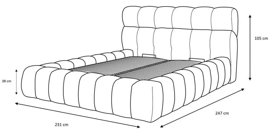 Двойно тапицирано легло с място за съхранение с включена подматрачна рамка в цвят горчица 180x200 cm Mont Blanc – Bobochic Paris