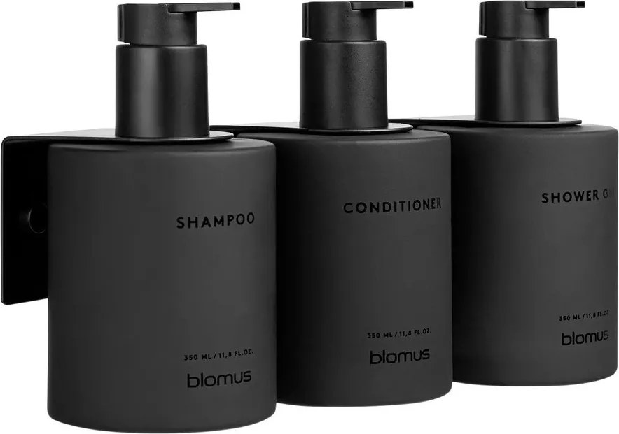 Черни стенни стъклени диспенсери за сапун 3 бр. 350 ml Kirei – Blomus