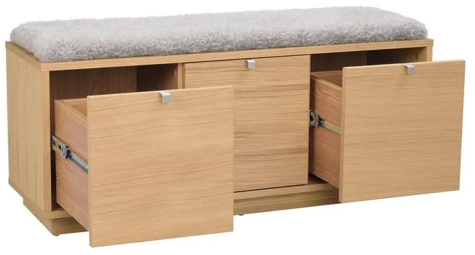 Сива/естествена стойка за обувки от декор от дъб за сядане Confetti – Rowico