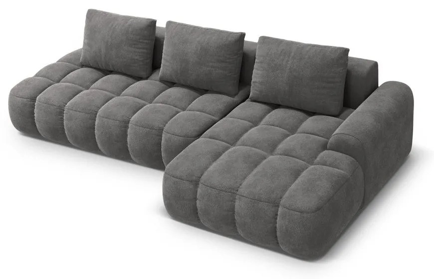 Сив кадифен сгъваем/с място за съхранение ъглов диван (десен ъгъл) Linz – Cosmopolitan Design