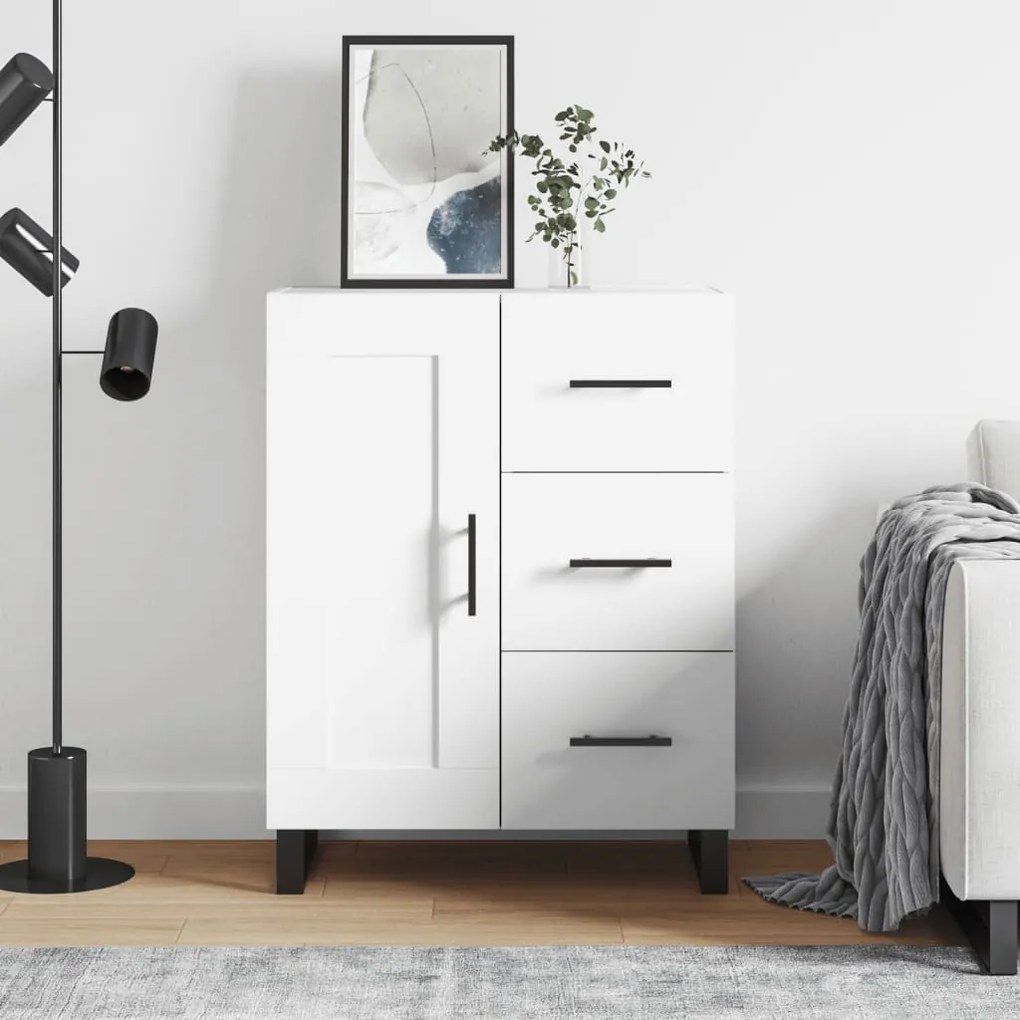 830284 vidaXL Сайдборд, бял, 69,5x34x90 см, инженерно дърво