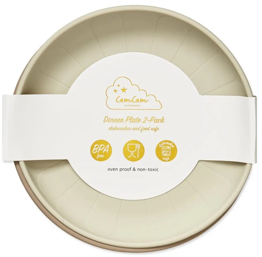 Бежови силиконови детски чинии в комплект от 2 бр. ø 18,5 cm Earth – Cam Cam Copenhagen