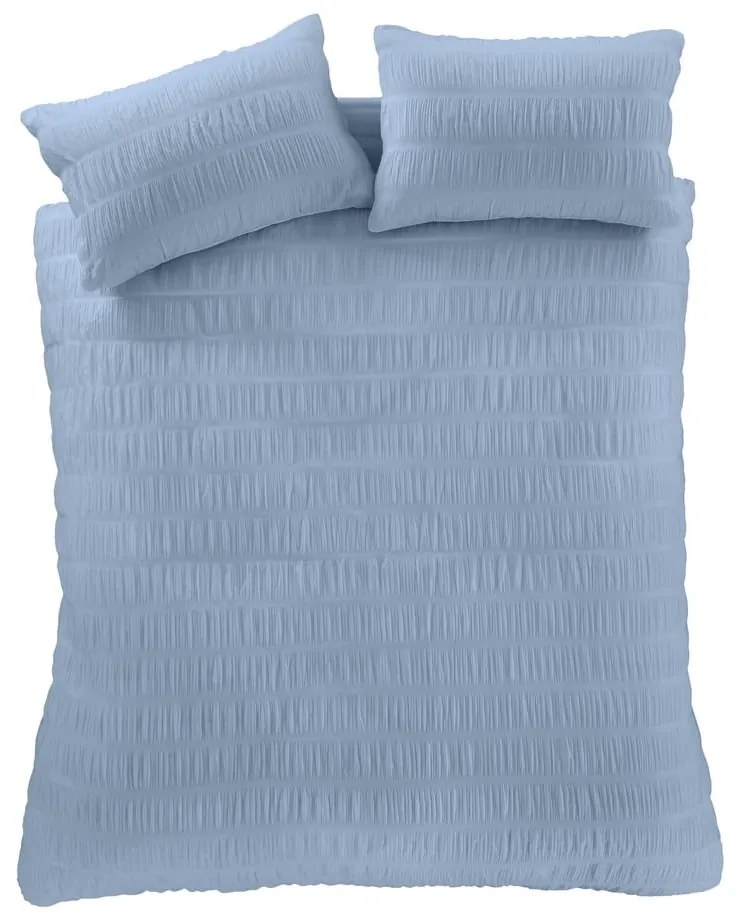 Синьо единично крепирано спално бельо 135x200 cm Seersucker – Catherine Lansfield