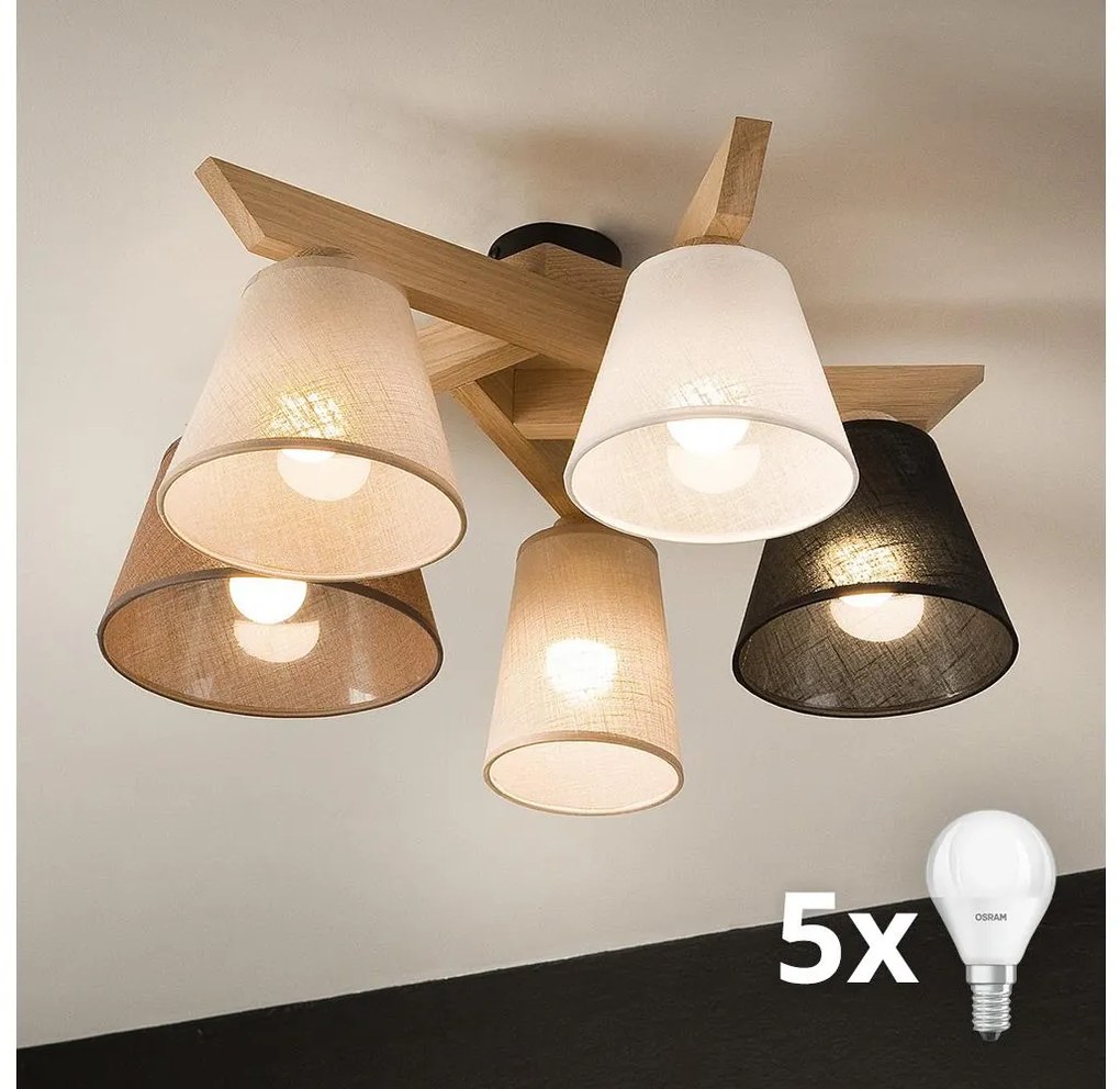 Brilagi - LED  Полилей за повърхностен монтаж ANTHONY 5xE14/40W/230V дъб