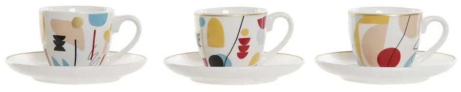 Комплект чаши за кафе части DKD Home Decor Абстрактен Порцелан Bone China (80 ml) (6 pcs)