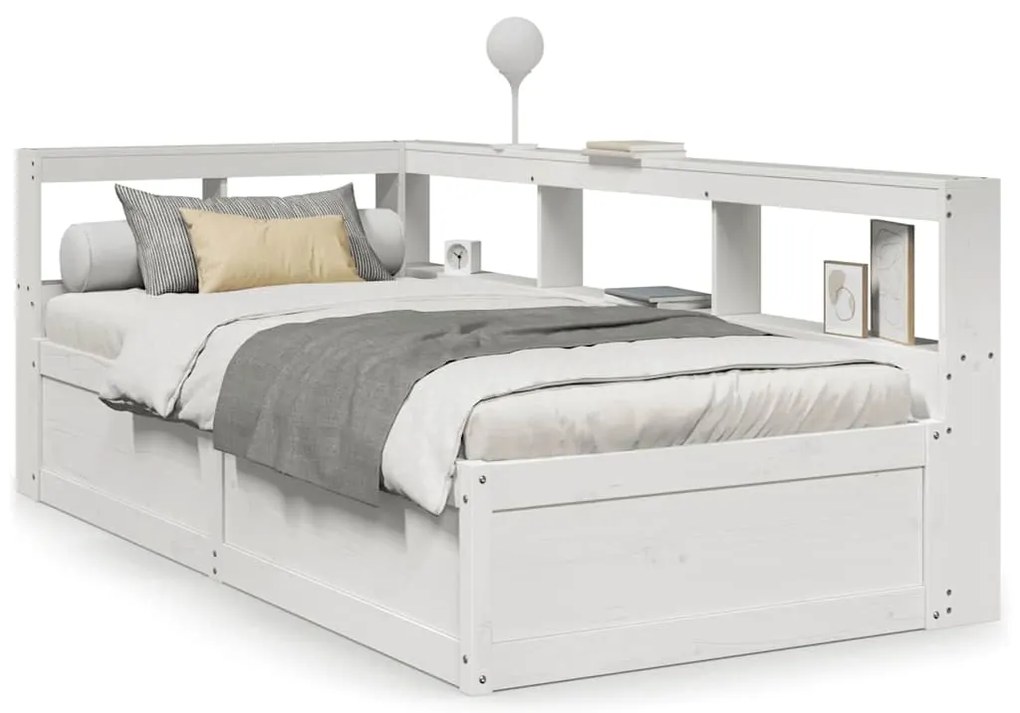 3324467 vidaXL Легло с етажерка за книги, без матрак, 100x200 см, бор масив