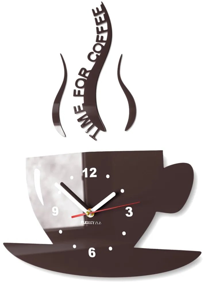 Стенен часовник Time for coffee Тъмно кафяво