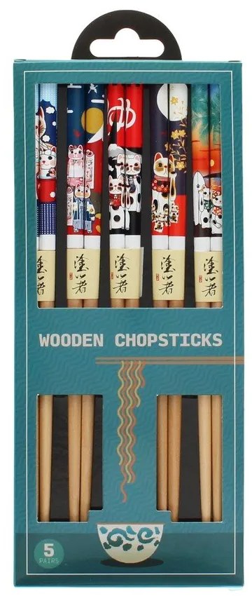 Дървени пръчици в комплект от 5 бр. в естествен цвят Beckoning Cats – Rex London