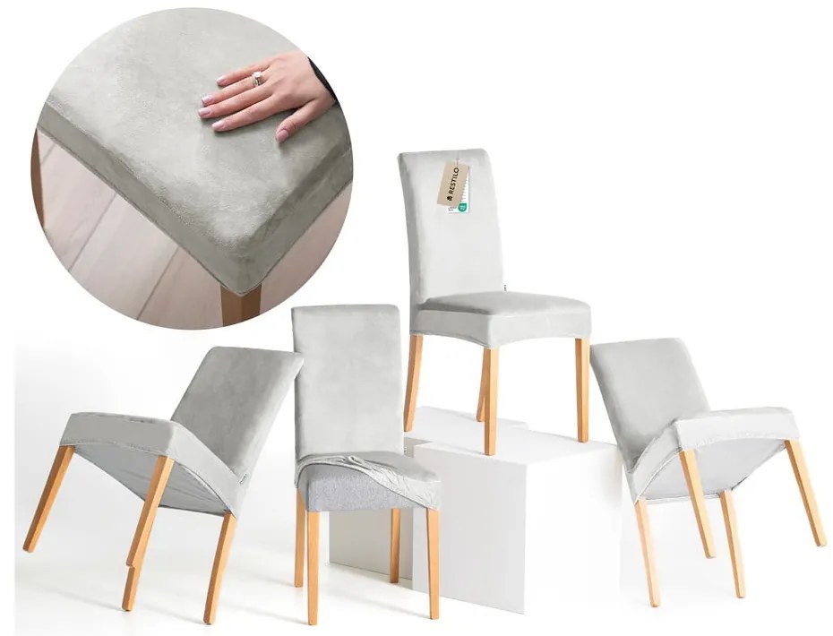 Светлосиви ластични покривала за стол в комплект от 4 бр. 48 cm Sento – Restilo