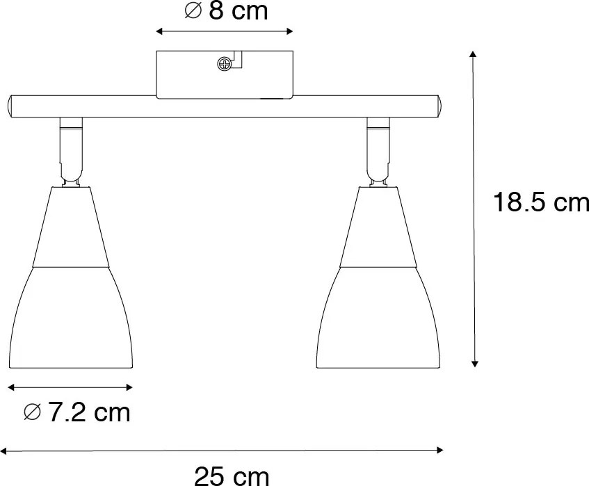 Класически таванен прожектор златен с матово стъкло 2-светлина - Madi